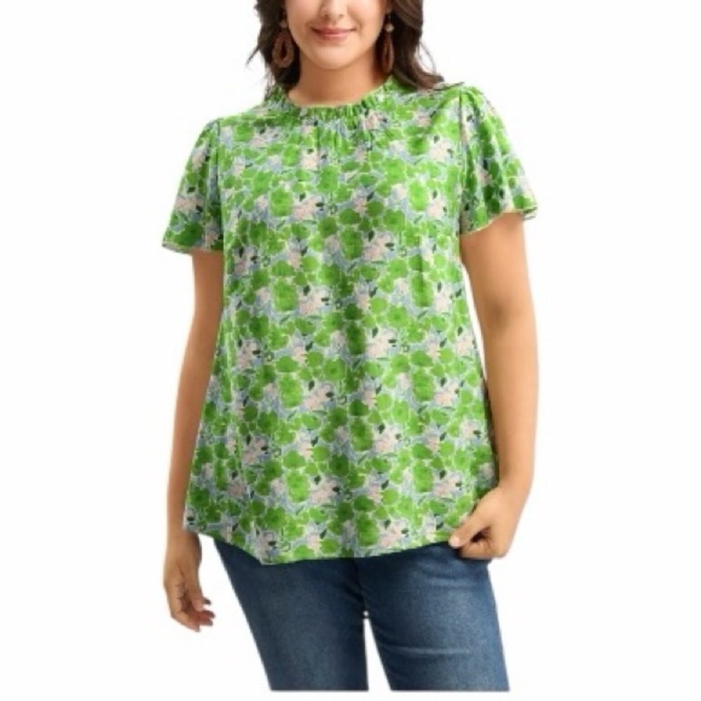 BloomChic In Full Bloom Mock Neck Shirt, Size 22-24